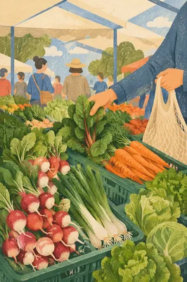Fresh Produce Selection at Outdoor Farmers Market