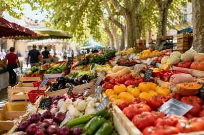 Outdoor Farmers Market Fresh Produce Display