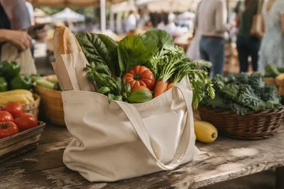 Canvas Tote Bag at Farmers Market