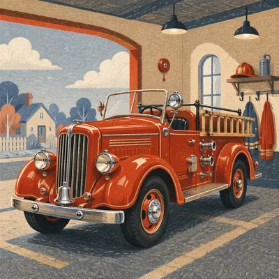 Vintage Fire Truck at Station Bay
