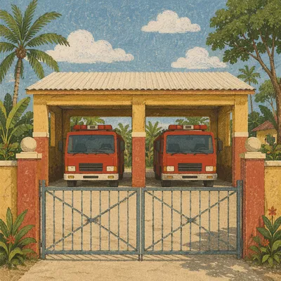 Red Fire Engines at Tropical Station