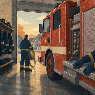 Fire Truck Ready at Morning Station