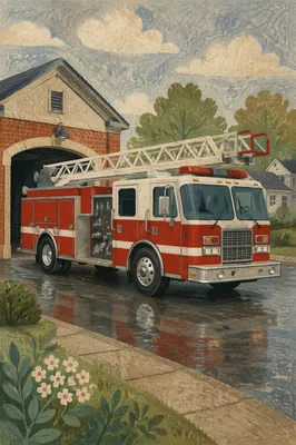 Red Fire Truck at Suburban Station