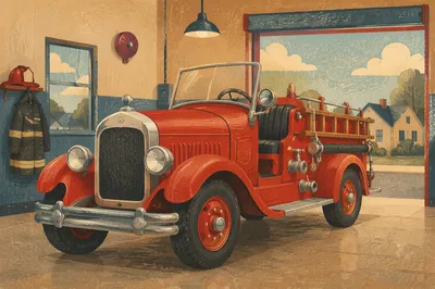 Vintage Fire Truck at Station Bay