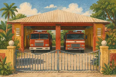 Red Fire Engines at Tropical Station