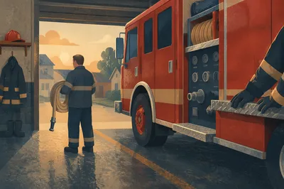 Fire Truck Ready at Morning Station