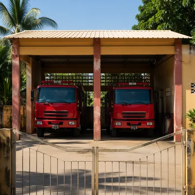 Red Fire Engines at Tropical Station