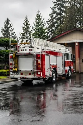 Fire Truck Parked at Suburban Station