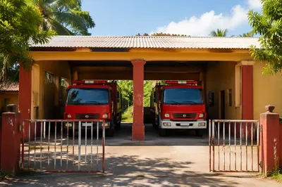 Red Fire Engines at Tropical Station