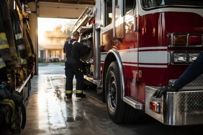 Fire Truck Engine Ready at Station