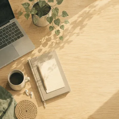Calm Flat Lay Desk with Laptop