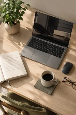 Calm Flat Lay Desk Workspace Scene