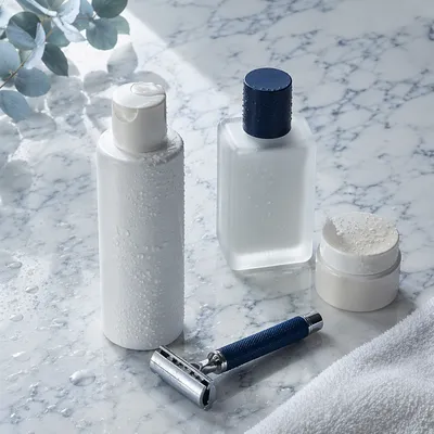 Fresh Skincare Routine on White Marble
