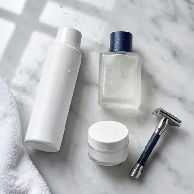 Minimal Skincare Routine on White Marble