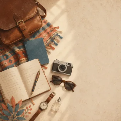 Warm Flat Lay Travel Essentials