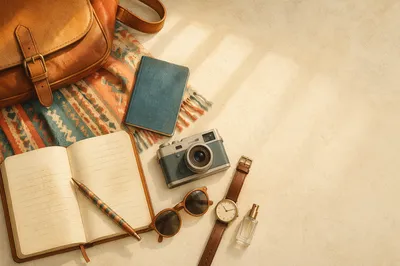 Warm Flat Lay Travel Essentials