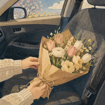 Fresh Spring Bouquet Wrapped in Kraft Paper