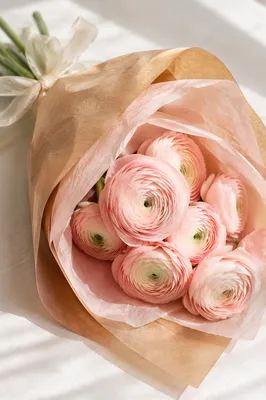 Blush Ranunculus Bouquet in Kraft Paper