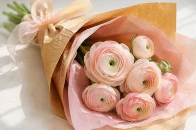 Blush Flower Bouquet in Kraft Paper Wrap