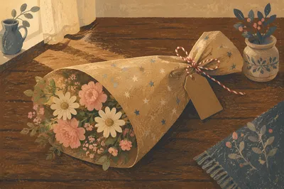 Rustic Kraft Wrapped Flower Gift Bouquet