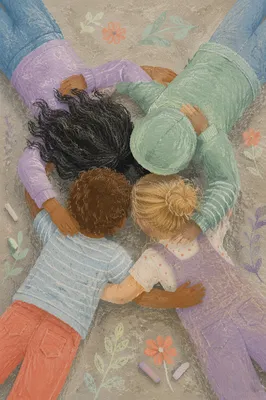 Overhead Circle of Friends Embracing