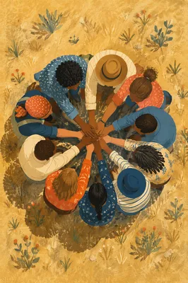 Overhead Circle Hug of Diverse Friends