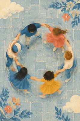Overhead Friends Group Hug Circle