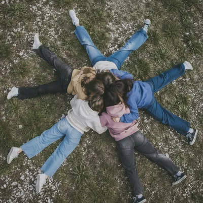 Overhead Friends Group Hug Circle