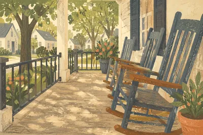 Peaceful Front Porch Rocking Chairs