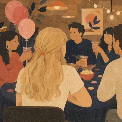 Friends Celebrating at Cozy Graduation Party