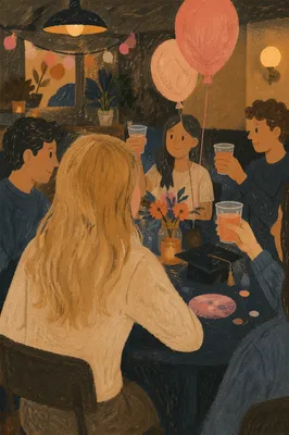 Friends Celebrating at Cozy Graduation Party