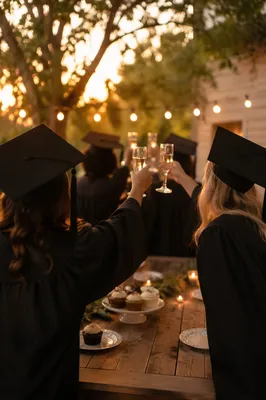 Graduation Friends Toast at Golden Hour