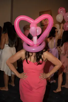Graduation Party Friends with Pink Heart Balloon