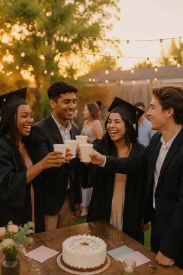 Graduates Toasting at Backyard Party