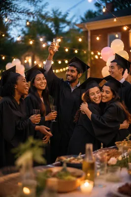 Graduates Celebrating at Backyard Evening Party