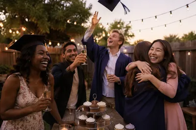 Graduates Celebrating at Backyard Evening Party