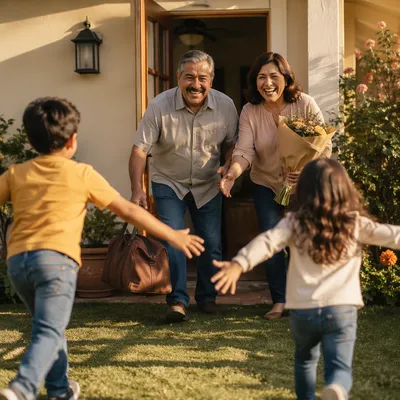 Grandchildren Running to Hug Grandparents