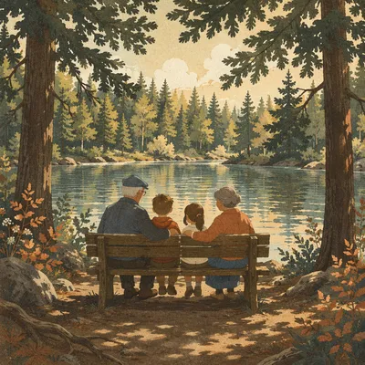 Grandparents and Grandchildren by Forest Lake