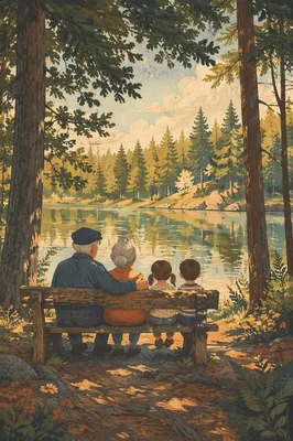 Grandparents and Grandchildren by Forest Lake