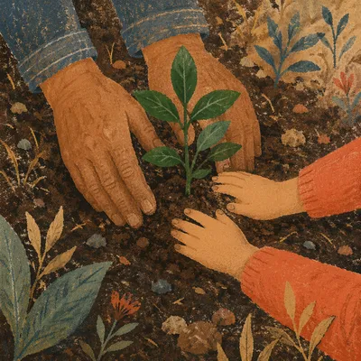 Generations Planting a Sapling Together