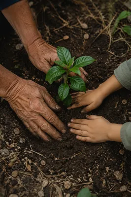 Generations Planting a Young Tree Together