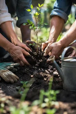 Diverse Hands Planting a Hopeful Sapling