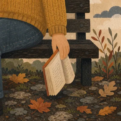 Open Book on Autumn Park Bench