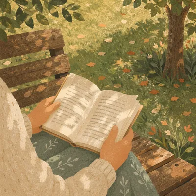 Peaceful Outdoor Reading on Park Bench