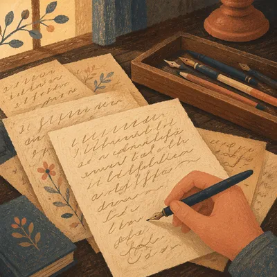 Calligraphy Practice on Aged Paper