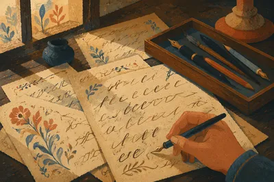 Warm Calligraphy Practice on Aged Paper