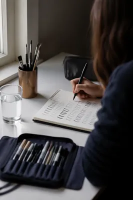Hand Lettering Practice at a Quiet Desk