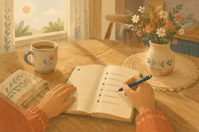 Morning Gratitude List Written in Notebook