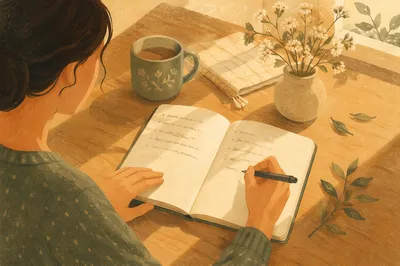 Writing a Gratitude List at Sunrise