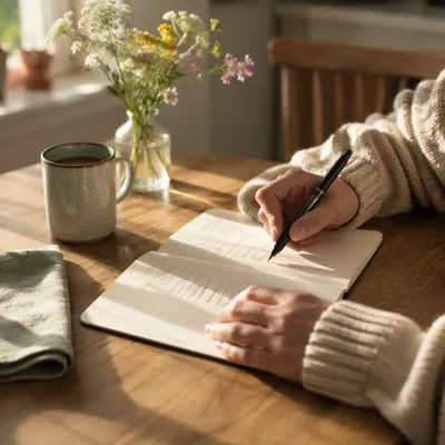 Writing a Gratitude List at Sunrise